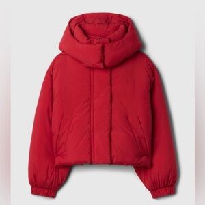 GAP Women’s Cropped Red Puffer Jacket High Collar Red Size Small